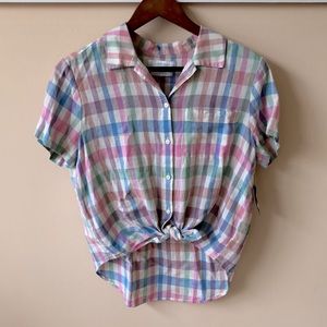 NWT Lucky Brand Linen tie front shirt